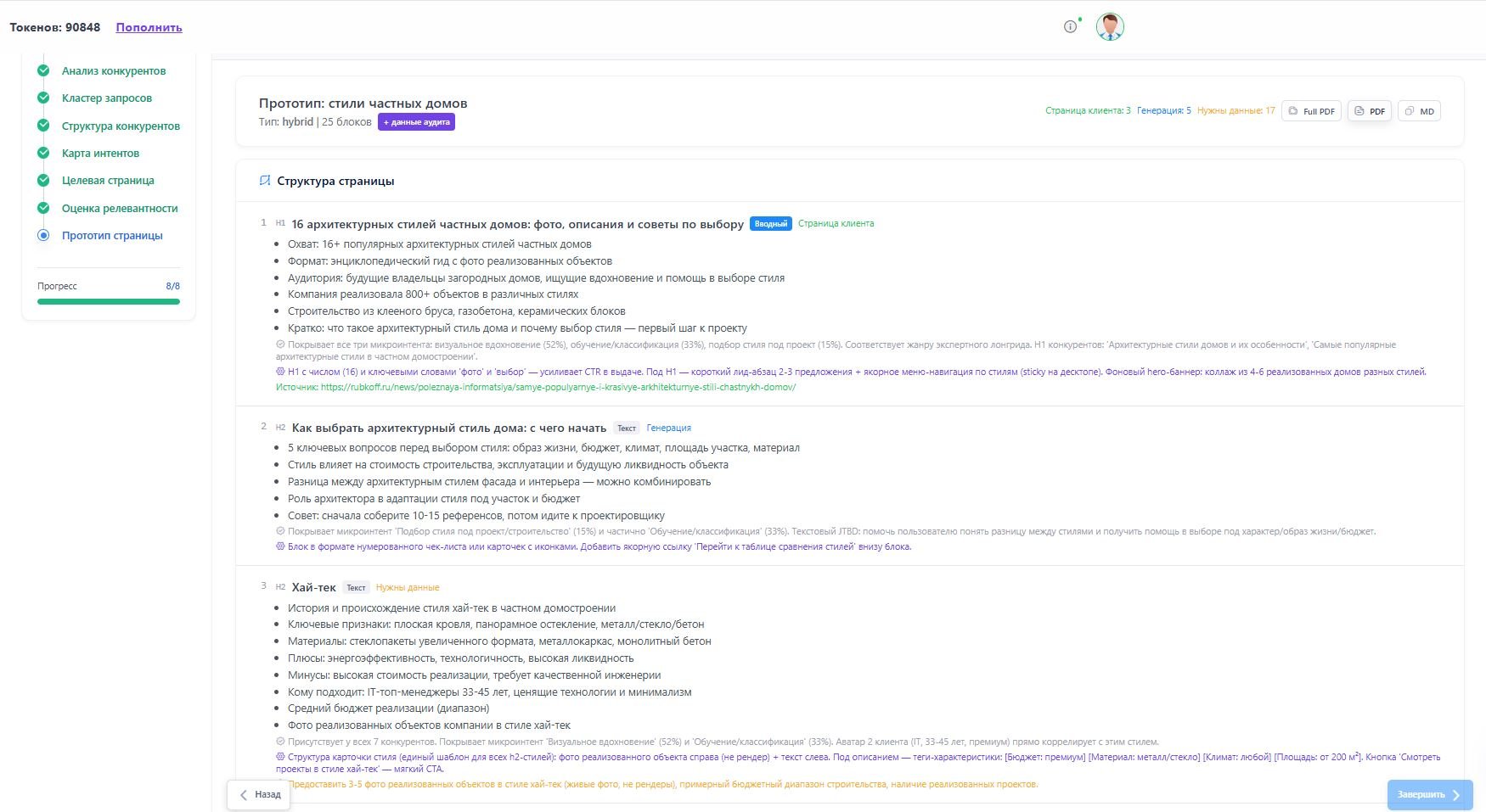 итоговая структура страницы